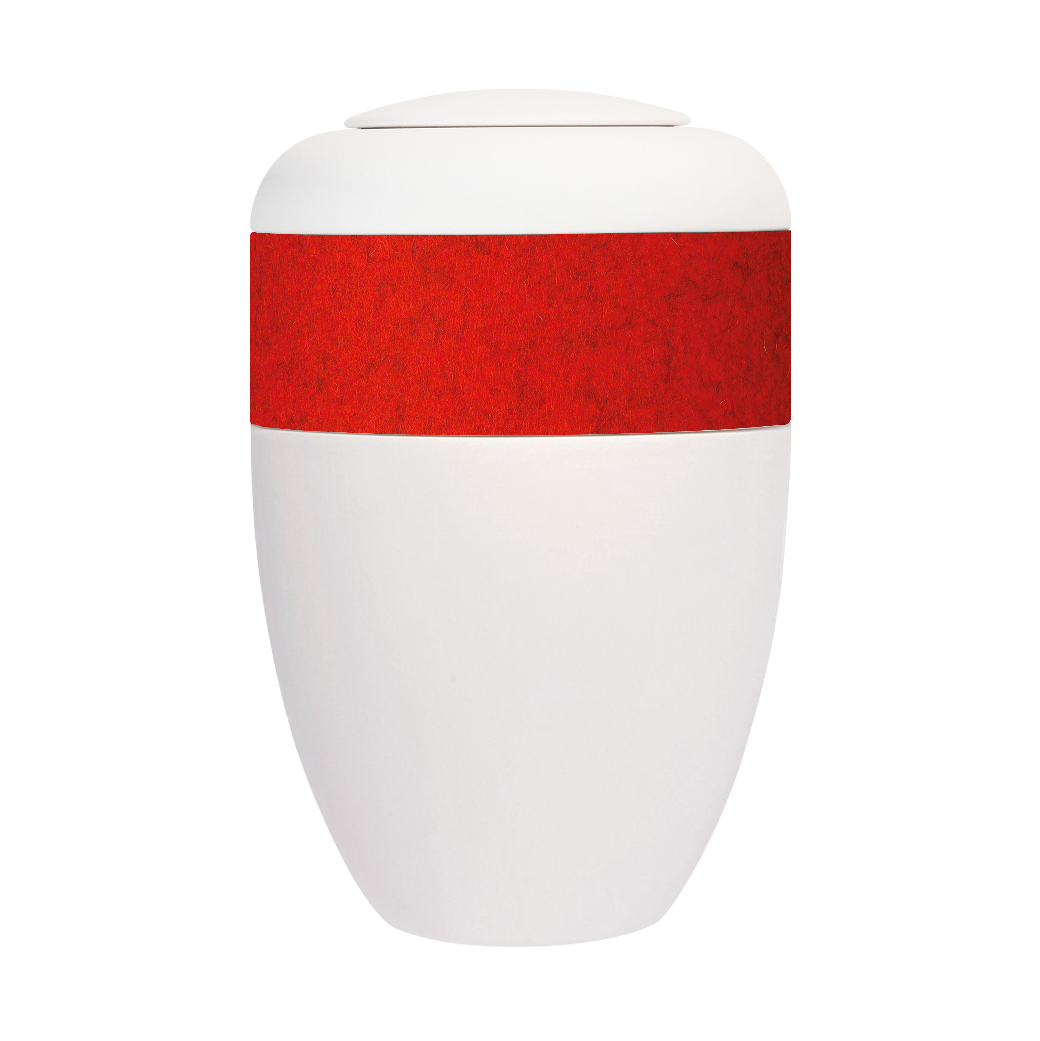 cremeweiße Ring-Urne mit rotem Filzring
